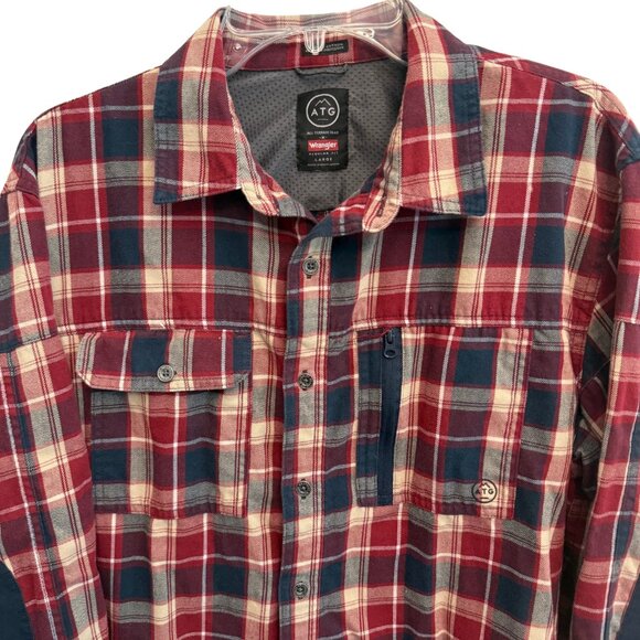 Wrangler Men's ATG Flannel Plaid Button-Down Shirt - Size Large - Picture 2 of 9
